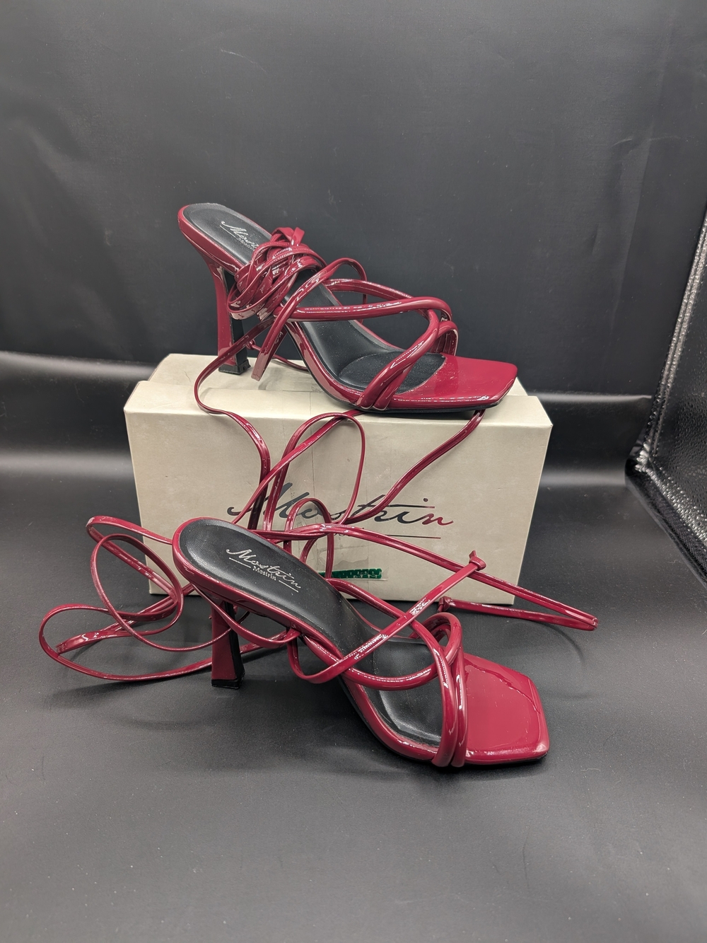 Red Strappy Lace-Up High Heel Sandals